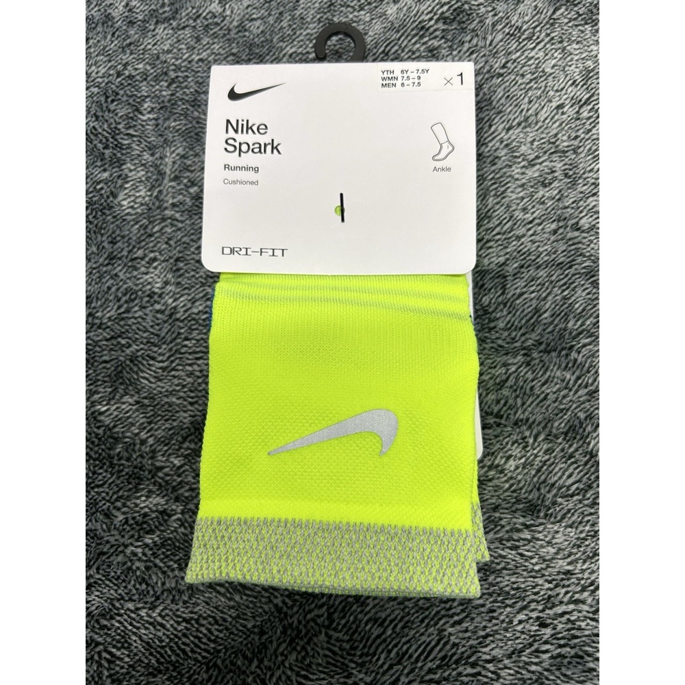 Nike Spark Mens Size 6-7.5 W 7.5-9 Neon Green Cushioned Ankle Socks